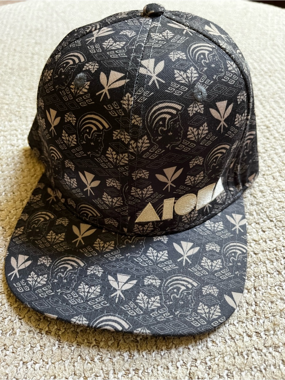 ALOHA Black Patterned Snap Hat